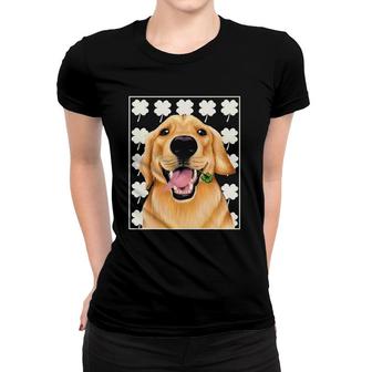 Golden Retriever St Patrick's Day With Clovers Women T-shirt | Mazezy