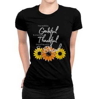 Grateful Thankful Blessed, Thanksgiving Festive Holiday Women T-shirt | Mazezy
