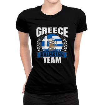 Greece Drinking Team Greek Flag Beer Party Grecian Gift Women T-shirt | Mazezy