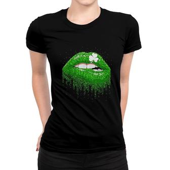 Green Lips Irish Costume St Patricks Day Women T-shirt | Mazezy