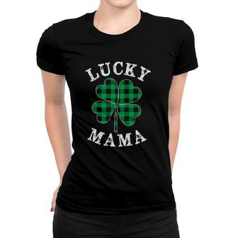 Green Plaid Lucky Mama Matching Family Pajama St Patrick's Day Women T-shirt | Mazezy