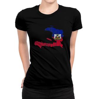Haitian Flag Map Silhouette Travel Caribbean Haiti Women T-shirt | Mazezy