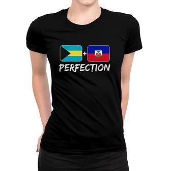 Haitian Plus Bahamian Perfection Flag Heritage Women T-shirt | Mazezy