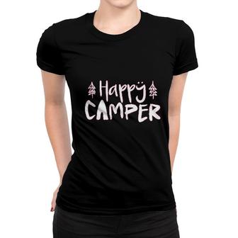 Happy Camper Outdoorsy Camping Women T-shirt | Mazezy