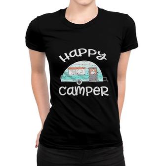 Happy Camper Retro Trailer Women T-shirt | Mazezy