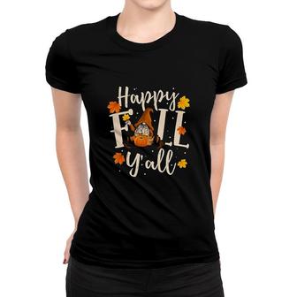 Happy Fall Yall Cute Gnomes Pumpkin Autumn Tree Fall Leaves Women T-shirt - Thegiftio UK