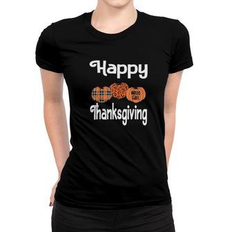 Happy Thanksgiving 2021 Plaid Design Pumpkin Family Matching Tee Women T-shirt | Mazezy