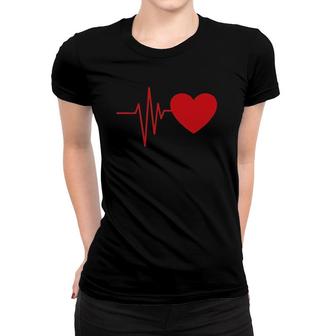 Heartbeat Funny Love Cute Red Heart Beat Valentine's Day Women T-shirt | Mazezy