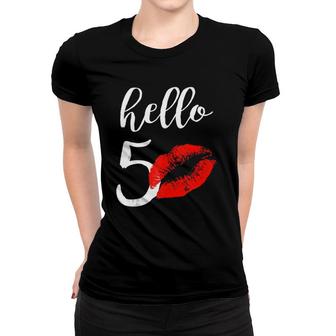 Hello 50 Red Lip Kisses Birthday Gift For Mom Grandma Women T-shirt | Mazezy