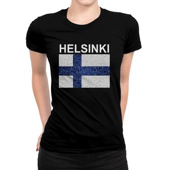 Helsinki Finland Flag Artistic Finnish Women T-shirt | Mazezy