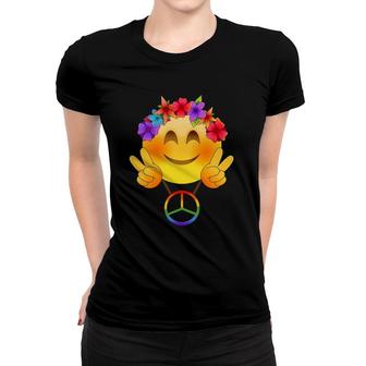 Hippie 60S And 70S Smiley Peace Flower Love Power Women T-shirt | Mazezy