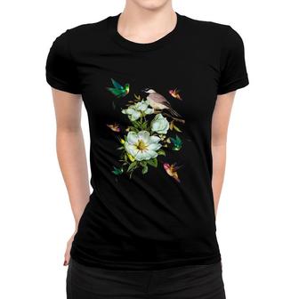 Hummingbirds Flower Branch Flying Birds Lovers Gift Women T-shirt | Mazezy