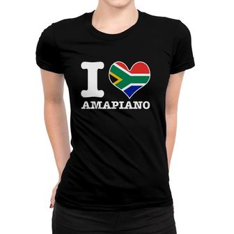 I Love Amapiano South African Flag Dj Design Women T-shirt | Mazezy