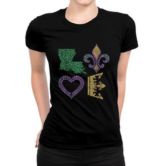 I Love Mardi Gras Distressed Gift Women T-shirt | Mazezy