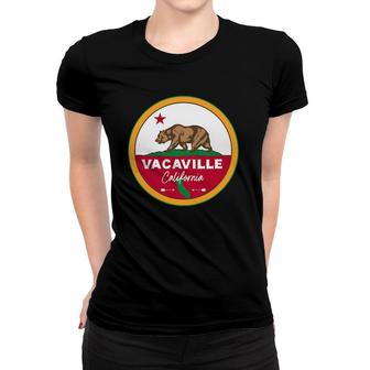 I Love Vacaville California Ca Flag And Bear Badge Women T-shirt | Mazezy