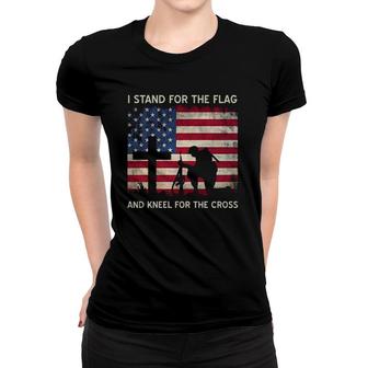 I Stand For The Flag And Kneel For The Cross Gift Women T-shirt | Mazezy