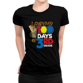 I Survived 100 Days Of 3Rd Grade Funny 100 Days Of School Women T-shirt | Mazezy