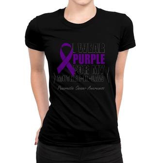 I Wear Purple For My Mother-In-Law Pancreatic Cancer Awareness Women T-shirt | Mazezy