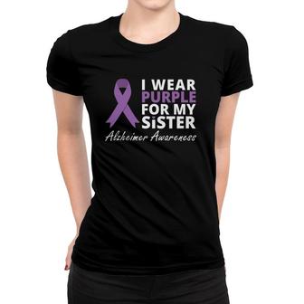 I Wear Purple For My Sister Ribbon Family Love Women T-shirt | Mazezy