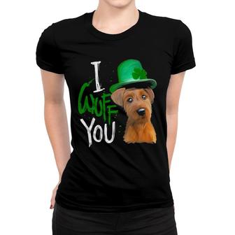 I Wuff You Irish Terrier St Patrick's Day Gift Women T-shirt | Mazezy