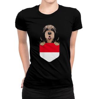 Indonesia Flag Otterhound Dog In Pocket Women T-shirt | Mazezy