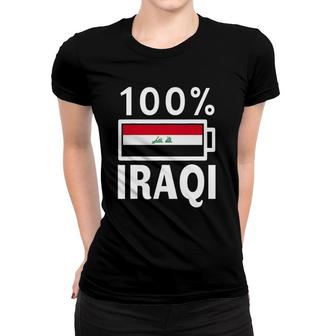 Iraq Flag 100 Iraqi Battery Power Tee Women T-shirt | Mazezy