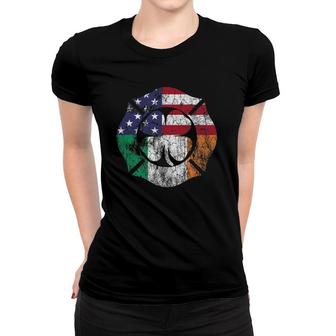 Irish American Flag Ireland Flag St Patricks Day Firefighter Women T-shirt | Mazezy
