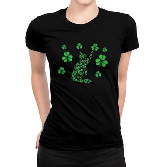 Irish Cat Kitten Lover Funny St Patrick's Day Shamrock Kitty Women T-shirt | Mazezy