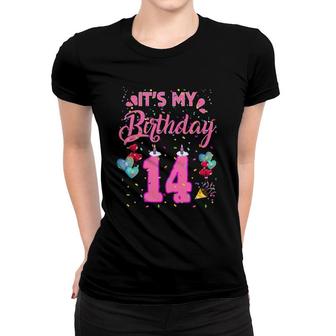 It's My 14Th Birthday Doughnut Happy 14 Years Old Girl Women T-shirt | Mazezy