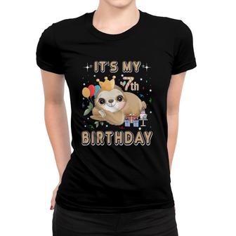 It's My 7Th Birthday For Girls Sloth Birthday Costumes Outfit Women T-shirt | Mazezy
