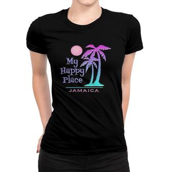 Jamaica Souvenir Palm Tree Happy Beach Women T-shirt | Mazezy