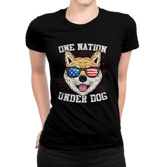 Japanese Spitz One Nation Under Dog 4Th Of July Funny Gift Women T-shirt | Mazezy