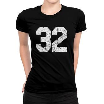 Jersey Uniform Number 32 Athletic Style Sports Back Graphic Women T-shirt | Mazezy