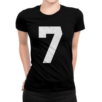 Jersey Uniform Number 7 White Block Lettering Women T-shirt - Thegiftio UK