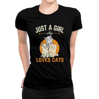 Just A Girl Who Loves Cats Kitten Cat Mom Cute Meowy Women T-shirt | Mazezy