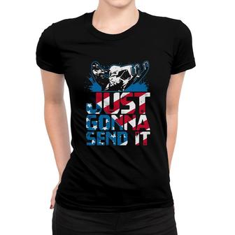 Just Gonna Send It Gift American Flag Snowmobile Women T-shirt | Mazezy DE