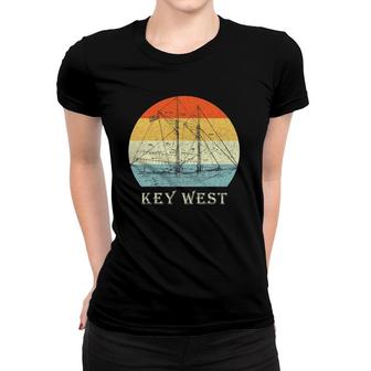 Key West, Florida Vintage Retro Sailboat Sailing Vacation Women T-shirt | Mazezy