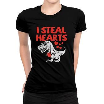 Kids I Steal Hearts Trex Dino Baby Boy Valentine's Day Toddler Women T-shirt | Mazezy