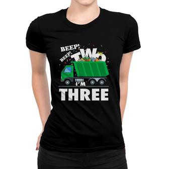 Kids I'm 3 Three 3Rd Birthday Garbage Truck Trash Bash Theme Premium Women T-shirt | Mazezy
