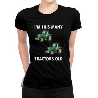 Kids I'm This Many Tractors Old 2 Years Old 2Nd Birthday Women T-shirt | Mazezy