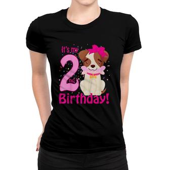 Kids It's My 2Nd Birthday Dog Lover Theme 2 Years Old Puppy Girl Women T-shirt | Mazezy