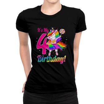 Kids It's My Birthday Girl Unicorn 4Th 4 Year Old Gift Women T-shirt | Mazezy