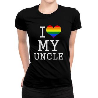Kids Lgbt Flag Heart Cute Gift For Gay Uncle From Nephew Women T-shirt | Mazezy