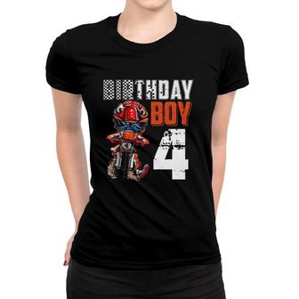 Kids Motocross Mx 4Th Gift 4 Years Old Dirt Bike Birthday Party Women T-shirt | Mazezy