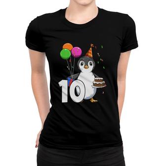 Kids Penguin Birthday 10 Penguin 10Th Birthday Penguin Party 10Th Women T-shirt | Mazezy