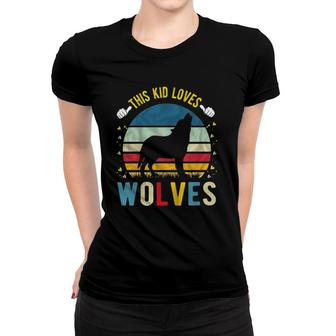 Kids This Kid Loves Wolves Boys And Girls Wolf Gift Women T-shirt | Mazezy