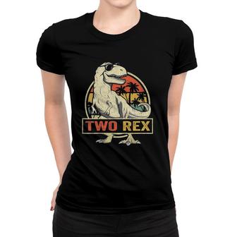Kids Two Rex 2Nd Birthday Gift Second Dinosaur 2 Years Old Women T-shirt | Mazezy