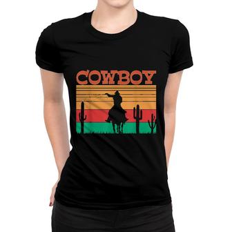 Kids Western Cowboy Rodeo Horse Retro Vintage Roping Cowboy For Men & Women Women T-shirt | Mazezy