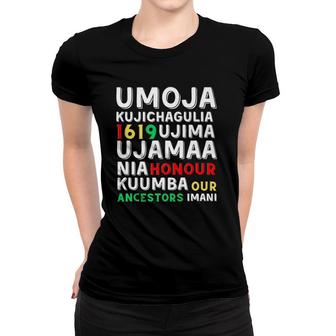 Kwanzaa Seven Principles Afro-American Kwanza Symbols Women T-shirt | Mazezy
