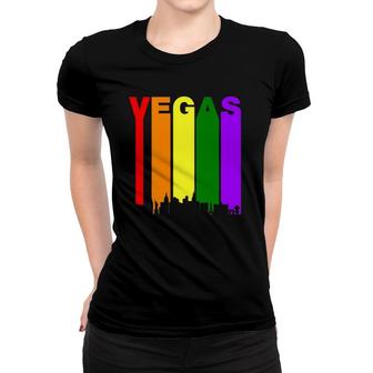Las Vegas Nevada Lgbtq Gay Pride Rainbow Skyline Women T-shirt | Mazezy